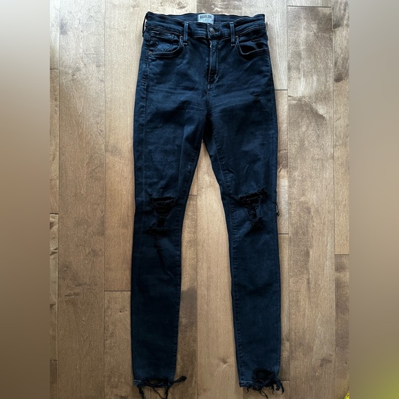 AGOLDE Sophie High Waist Distressed Skinny Jean Black - Picture 2 of 7